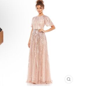 Mac Duggal fully beaded sequin gown rose pink style 4913 size 12